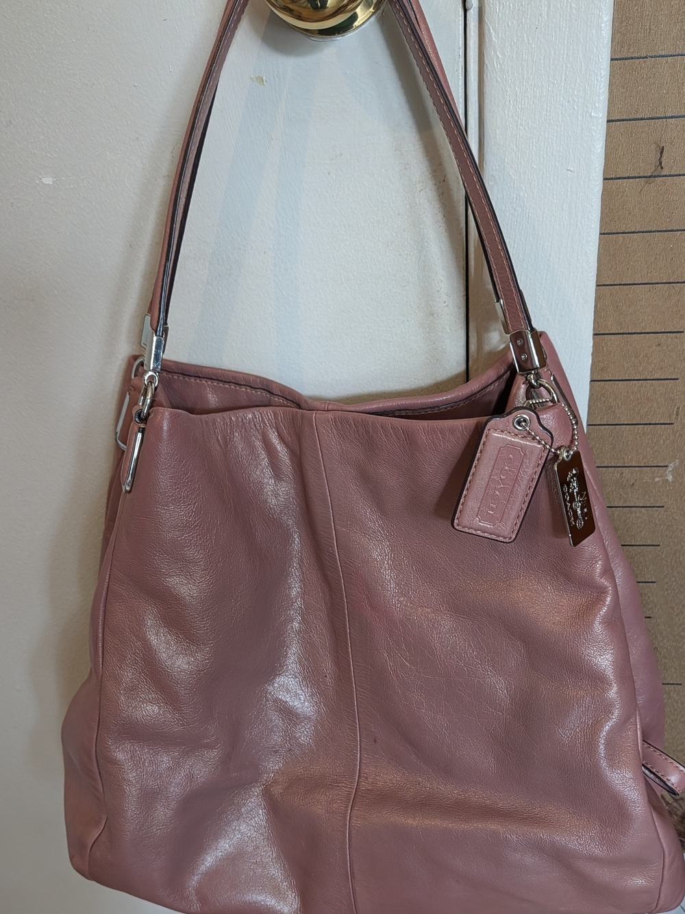 Coach Leather Shoulder Bag in Dusty Rose